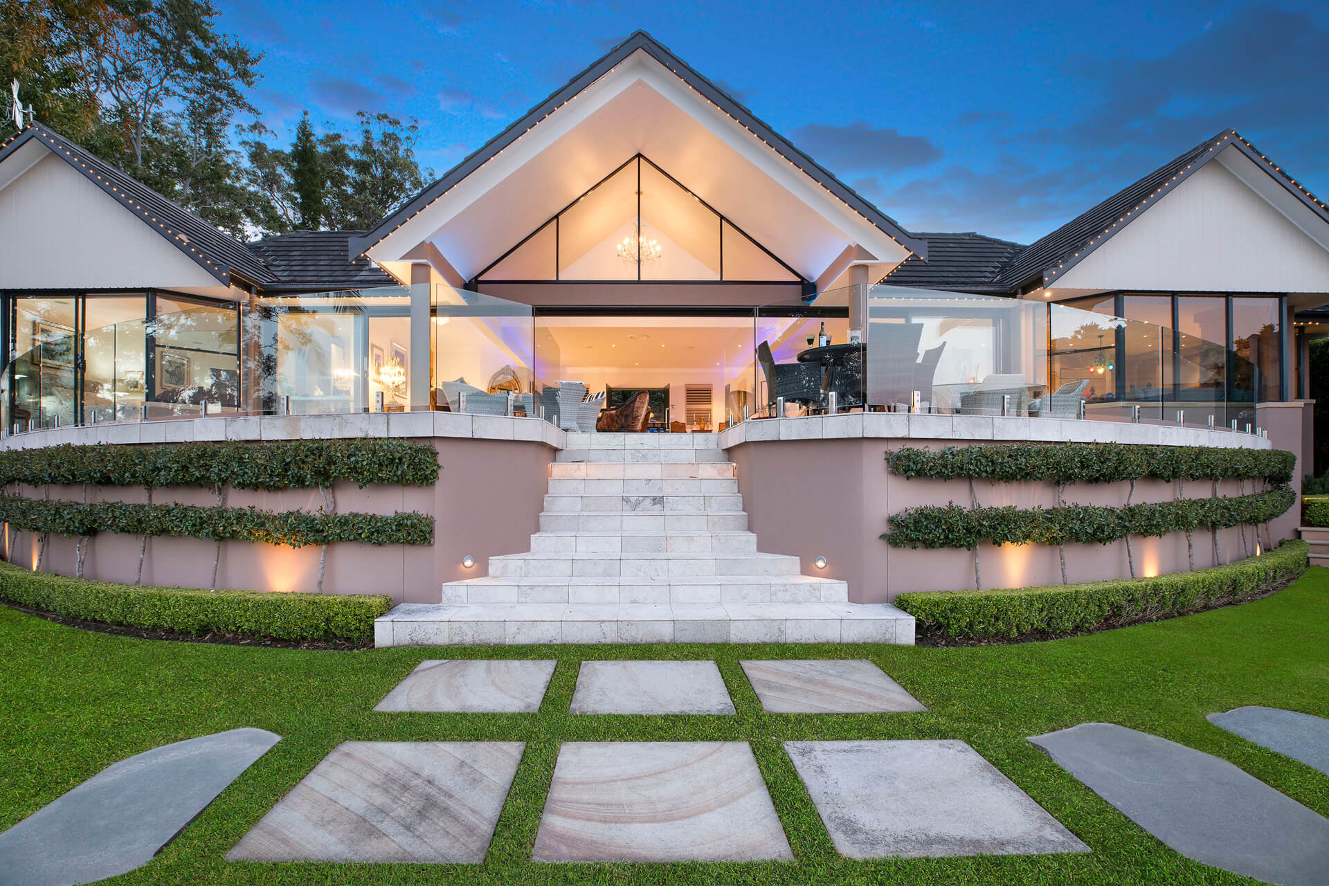 Rear view of modern home